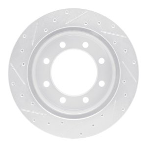 Ford E-350 Club Wagon Brake Rotor (1) - Rear Right - R1 Concepts - Drilled & Slotted - Silver - `99-`07